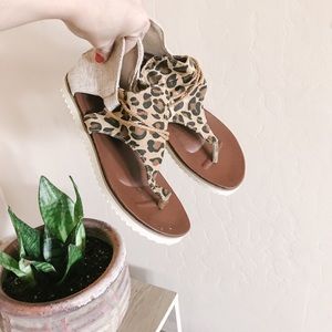 Leopard print gladiator sandals